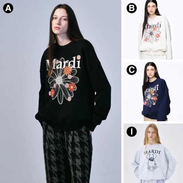 【MARDI MERCREDI】印花大學TEE 多色 經典小雛菊 繽紛 鑲飾 SWEATSHIRT FLOWERMARDI/EMBELLISHED