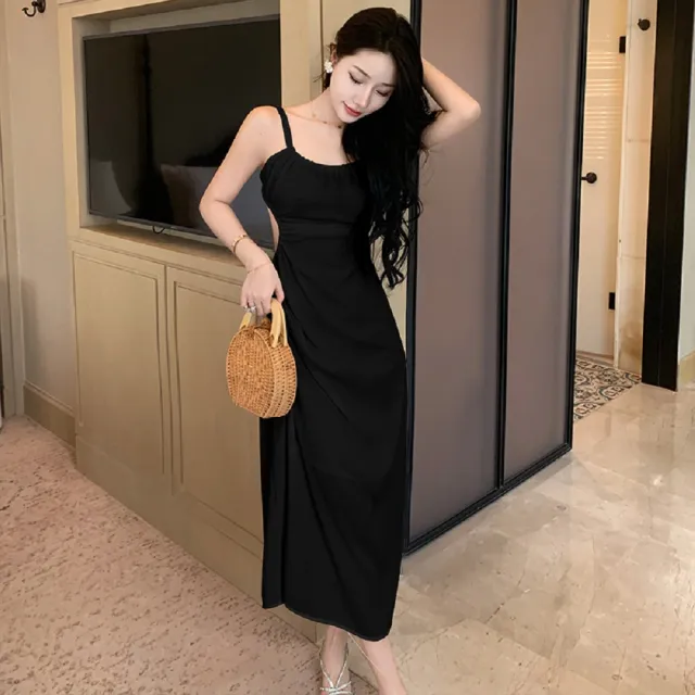 【AS 假日泳裝】女裝 連身裙 細肩帶洋裝 長裙洋裝 度假洋裝 海邊洋裝 白色洋裝 露背洋裝 C6490