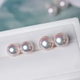 【海斯珠寶】天女級珠光系列 18K金 6.5-7mm 日本 Akoya 珍珠 耳釘 最高等級認證 珠寶級極光鏡面 正圓珍珠