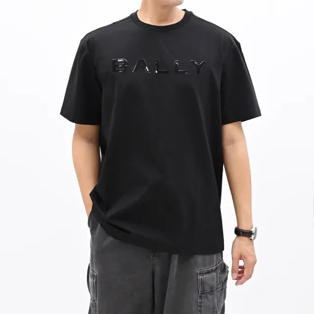 【BALLY】簡約經典LOGO素雅時尚極簡棉質短T恤(黑)