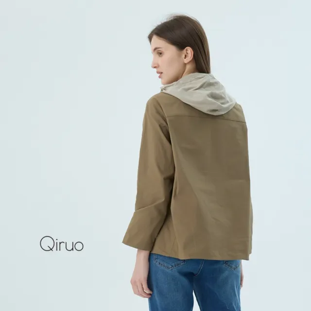 【Qiruo 奇若名品】棉麻質感 雙色卡通連帽長袖造型襯衫6233A