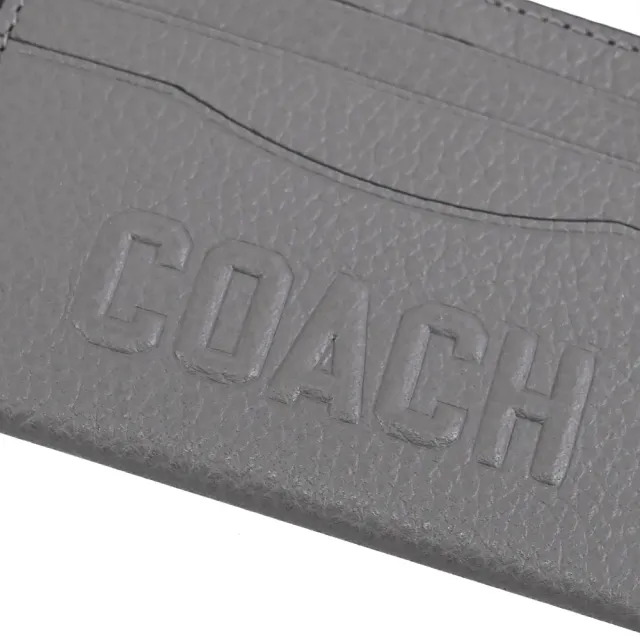 【COACH】立體LOGO荔枝紋皮革隨身名片卡夾(炭灰)