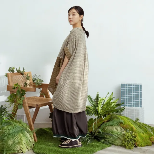 【MOSS CLUB】純棉雙層紗落肩洋裝 黑 綠(魅力商品)