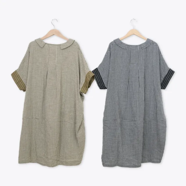 【MOSS CLUB】純棉雙層紗落肩洋裝 黑 綠(魅力商品)