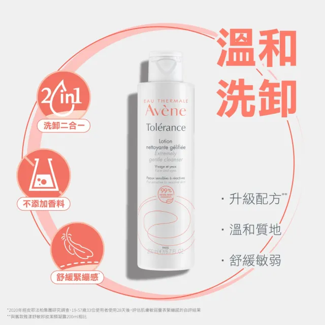 【Avene 雅漾官方直營】舒敏洗卸潔顏凝露200ml 2入組(洗面乳/卸妝乳)