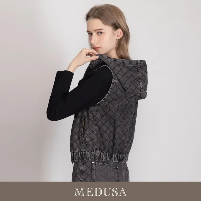 【MEDUSA 曼度莎】現貨-復古刷灰壓紋牛仔背心外套（M-XL）｜牛仔外套 休閒背心（701-1310A）