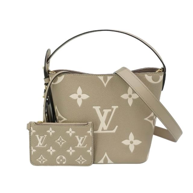 【Louis Vuitton 路易威登】All In BB 壓花粒面牛皮二用水桶包(M13045-斑鳩灰/奶油色)