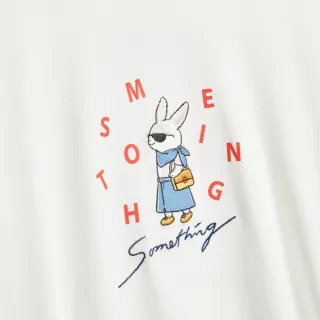 【SOMETHING】女裝 墨鏡兔基本短袖T恤(白色)