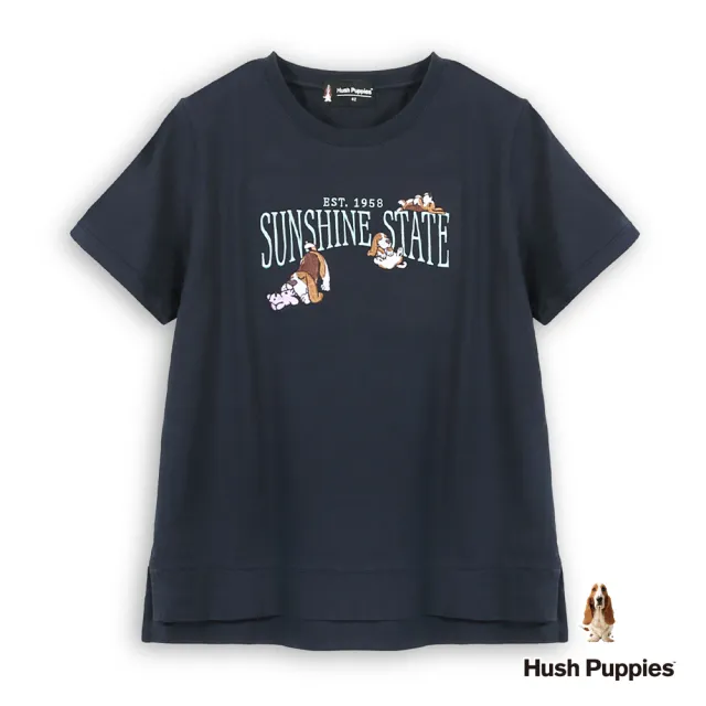 【Hush Puppies】女裝 T恤 趣味趣味Q版狗寬版T恤 (丈青 / 63211105)