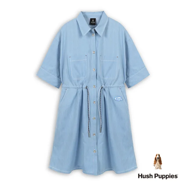 【Hush Puppies】女裝 洋裝 開襟趴趴狗休閒牛仔洋裝 (淺藍 / 63215101)