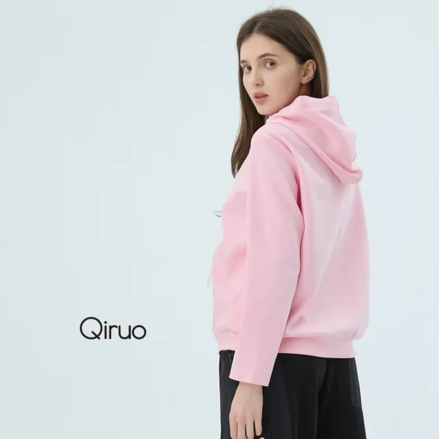 【Qiruo 奇若名品】中厚棉 連帽上衣粉紅色長袖上衣7201A 