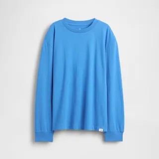 【GAP】男童裝 純棉圓領長袖T恤-淺藍色(819986)