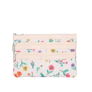 【Lesportsac】輕量尼龍 三層拉鍊化妝包 (7158 輕舞野花)