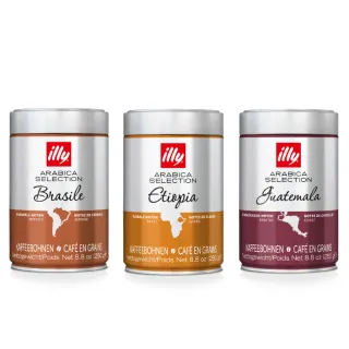 即期品【illy】官方直營 精選阿拉比卡咖啡豆(250g/罐; 巴西 瓜地馬拉)
