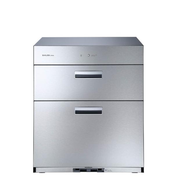 【SAKURA 櫻花】60cm臭氧殺菌雙層抽屜高68cm全平面不鏽鋼指紋面板落地式烘碗機 Q-7692 含基本安裝