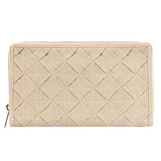 【BOTTEGA VENETA 寶緹嘉】經典大格手工編織寬版手機袋長夾手拿包(白)