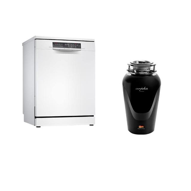 【BOSCH 博世】14人份獨立式沸石洗碗機+Arpha廚下廚餘機(SMS6ZCW00X+NX8)