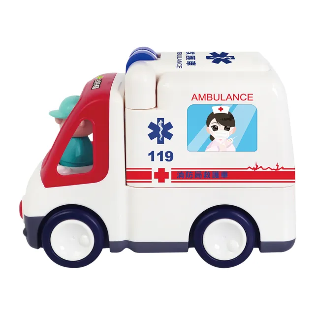 【KIDMATE】台灣好車隊-互動救護車(中英雙語 變形式場景 電動車 幼兒玩具車 聲光探索玩具 互動救援車隊)