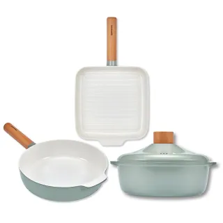 韓國HAPPYCALL 強化白陶IH原木三鍋組