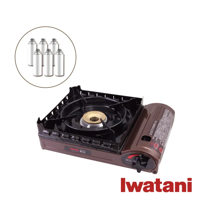 【Iwatani 岩谷】新風丸超防風卡式爐3.5kW-附收納硬盒-搭6入瓦斯罐(CB-KZ-2+瓦斯罐6入)