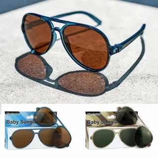 【Hipsterkid】抗UV偏光嬰幼兒童太陽眼鏡-奢華飛行員(附固定繩 抗紫外線中性男孩女孩寶寶)