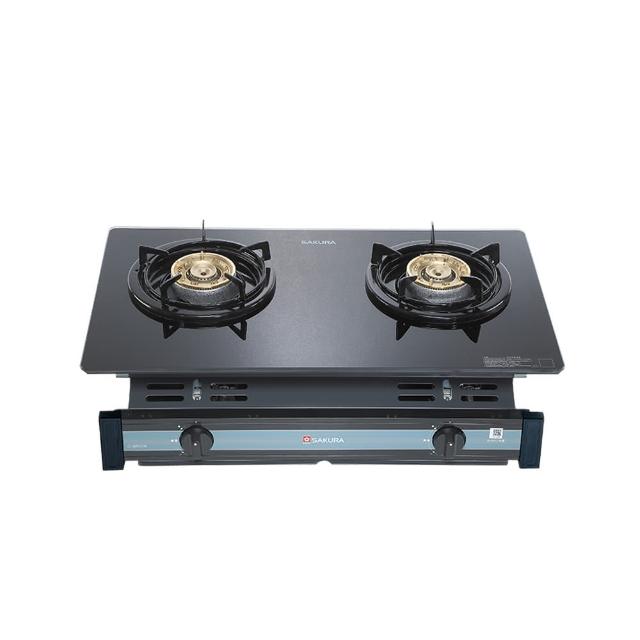  SAKURA櫻花牌 G-6500系列雙口瓦斯爐，採用耐熱強化玻璃爐臺與雙炫火爐頭設計，壓電式自動點火方便操作。臺灣製造，能源效率第三級，瓦斯消耗量9~10kW，適合天然瓦斯(NG1)或液化瓦斯(LPG)使用。機體尺寸750 x 450 x 228 mm(含爐架)，挖孔尺寸670 x 325 mm，BSMI認證R51085，保固1年，標準安裝。 