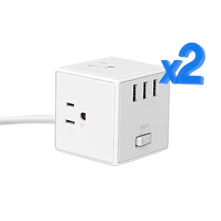 【小米】米家魔方延長線/2入組(四面供電/USB充孔/3插座/獨立開關)