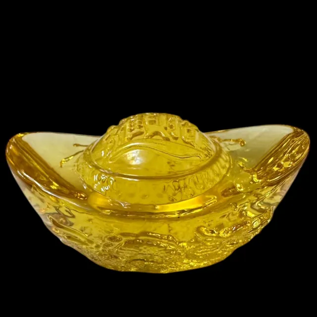 【勝弘珠寶】琉璃祥瑞雙龍招財金元寶-11公分