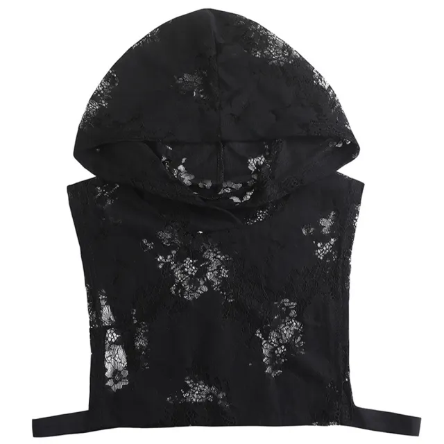 【米蘭精品】極速出貨 假領子襯衫領片(連帽設計雪紡蕾絲女裝配件2色74ko67)