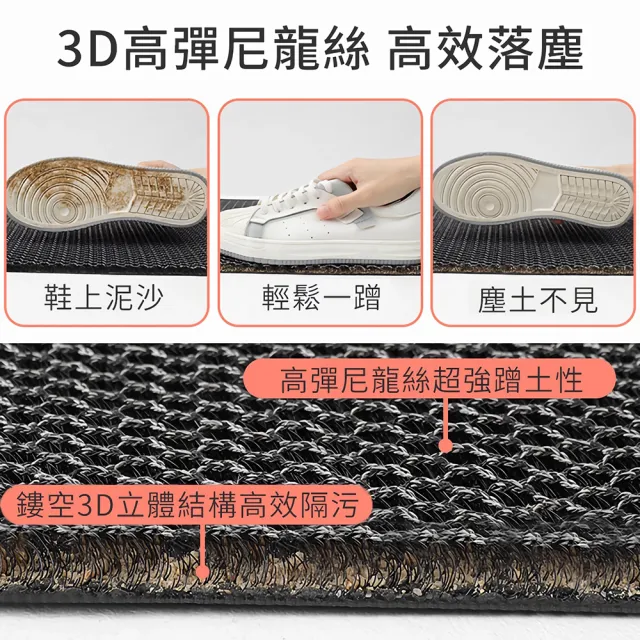 【大江】質感高彈力刮泥踏墊 3D網格落塵舒適腳感 室外玄關門口墊防滑腳踏墊 門前地墊耐磨止滑墊60x90cm