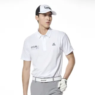 【Lynx Golf】男款吸排抗UV經典山貓繡花下擺開杈設計POLO衫/高爾夫球衫(白色)