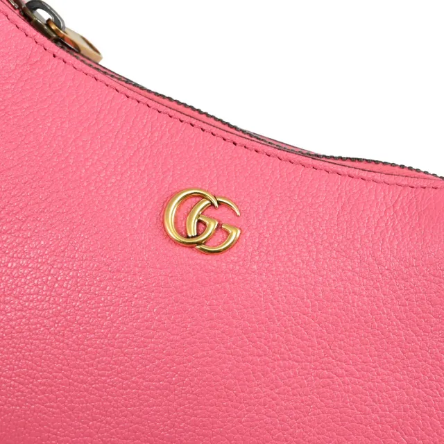 【GUCCI 古馳】Aphrodite 經典金屬雙G LOGO皮革手提包單肩包(粉)