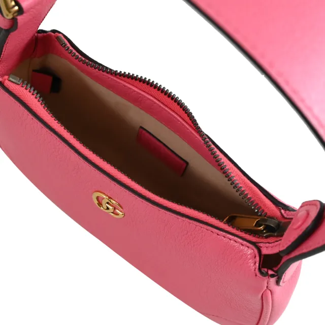 【GUCCI 古馳】Aphrodite 經典金屬雙G LOGO皮革手提包單肩包(粉)