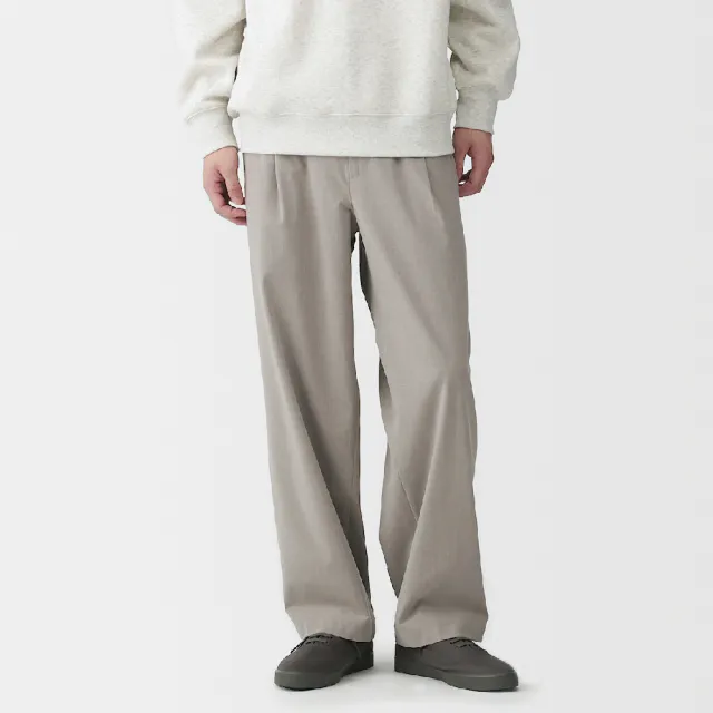 【MUJI 無印良品】男速乾打褶寬版褲(灰色/墨灰/黑色/灰棕)