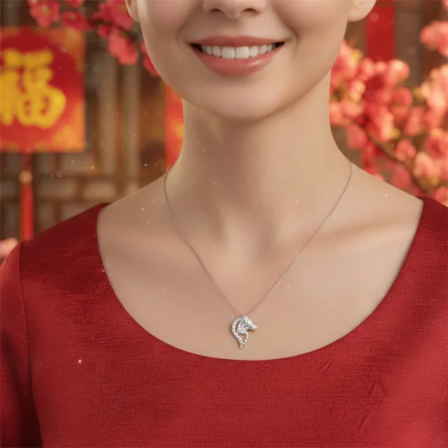 【Luster】馬年本命!開運 IGI 2.6克拉 特殊切割 培育鑽石 10K 鑽石項鍊(馬首鑽石造型奔騰招財氣場款)