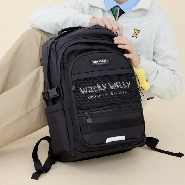 【Wacky WiLLY】官方旗艦館 輕量後背包 28L(ACC包包 後背包 黑色)
