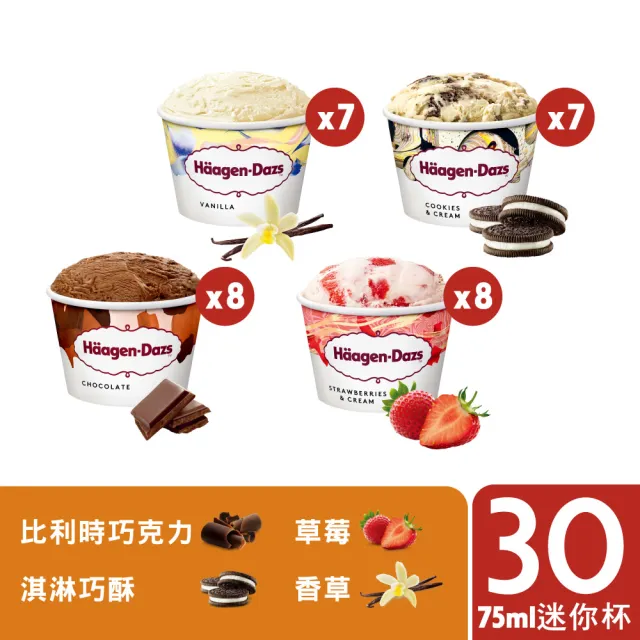 【Haagen-Dazs 哈根達斯】團購組 經典迷你杯75ml30入組