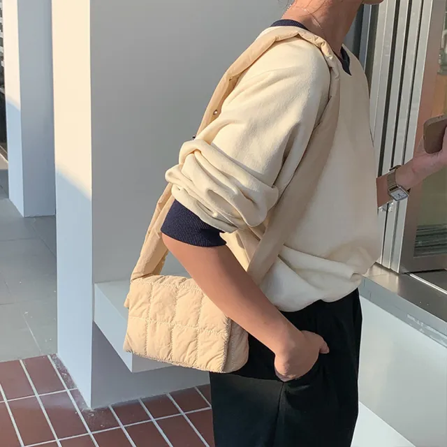 【EMMA SUE】雙11 鋪棉包包 女生斜背包 尼龍斜背包 格子包包 韓國包包 包包 側背小包 側背包 小 