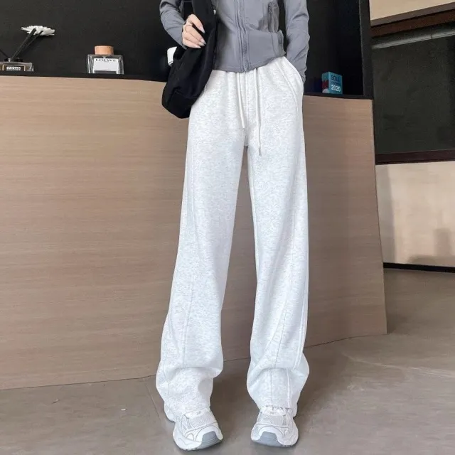 【AS 梨卡】女裝 長褲 棉褲 刷毛 加絨 運動寬褲 時尚衛褲 直筒長褲 百搭長褲 保暖褲 WT309