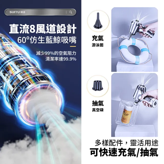 【SUiTU】隨途Pro頂級款 無線吸塵器 吸塵小鋼炮 手持吸塵器(大全配！加贈5顆濾芯及專屬收納盒)
