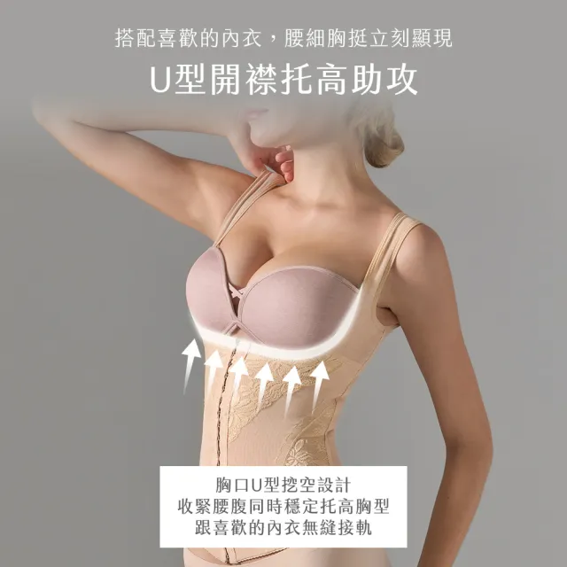 【beaulace 薄蕾絲】2件組-輕挺瘦腰排釦塑身衣 纖腰美型(中塑型)