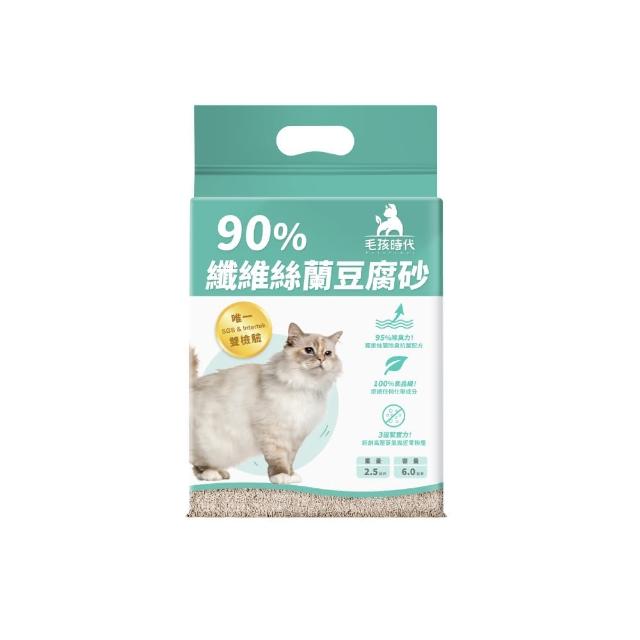 【毛孩時代】90%纖維絲蘭豆腐砂6L*6袋(貓砂/豆腐砂/保健貓砂)