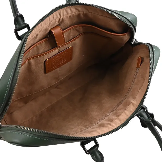 【COACH】METROPOLITAN 簡約全皮革附鎖釦商務包公事包(深綠)