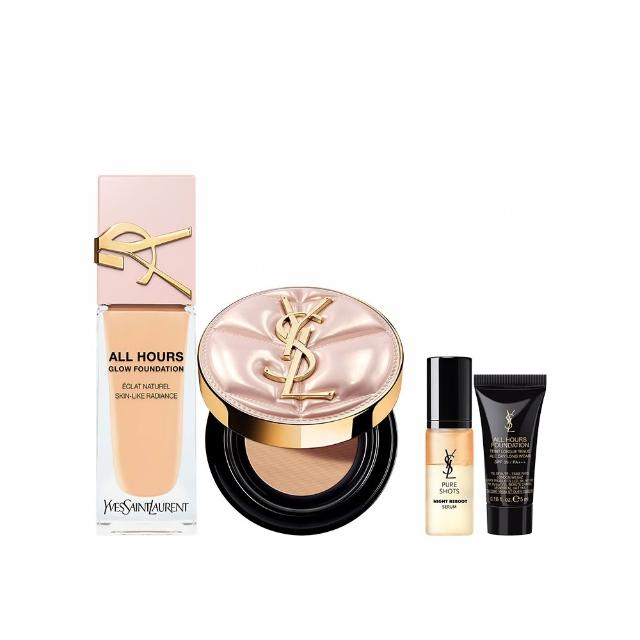 【YSL】官方直營 粉光瓶雲朵氣墊底妝組(恆久完美裸光無瑕粉底露+水氣墊 雲朵皮革版)