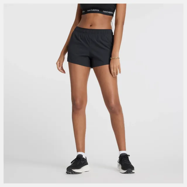 【NEW BALANCE】NB 短褲 女 運動褲 美規 黑 WS41286BK (L1009)