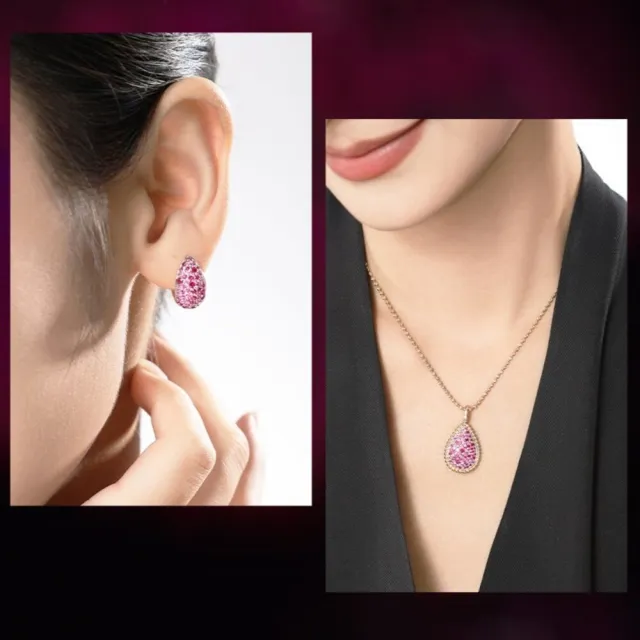 海斯珠寶 1.1克拉天然沙弗萊石 18K金鑽石 雙面耳環 滿鑲水滴造型設計 一款兩戴 百搭送禮推薦