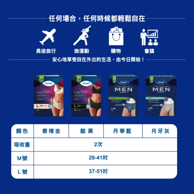【添寧】玩色敢動褲 男用兩色任選M/L(箱購 褲型成人紙尿褲/復健褲/玩色褲)