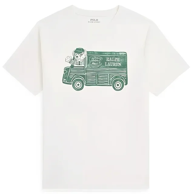 【RALPH LAUREN】青年款 小熊開車 米白色 短T (POLO polo RL rl Ralph Lauren 女生可穿 )