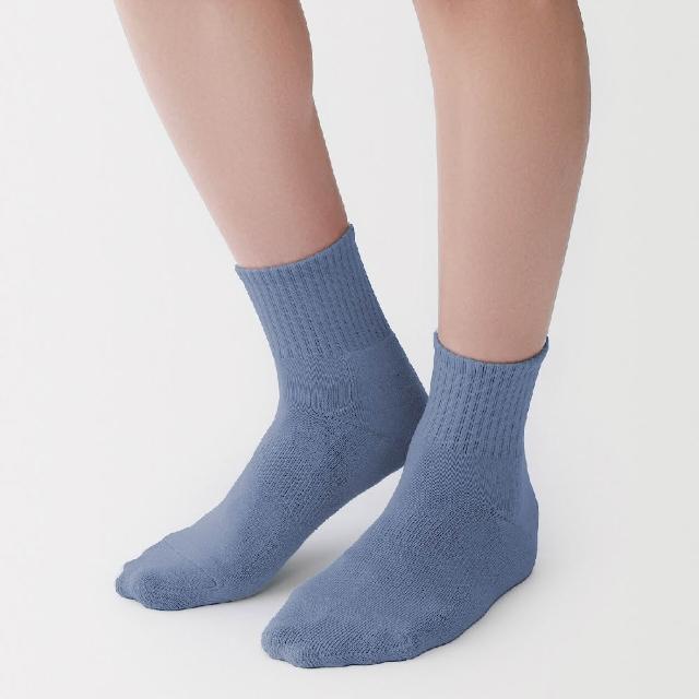 【MUJI 無印良品】男圈絨直角短襪25-27cm(卡其米/淺芥黃/霧綠色/淡藍色)