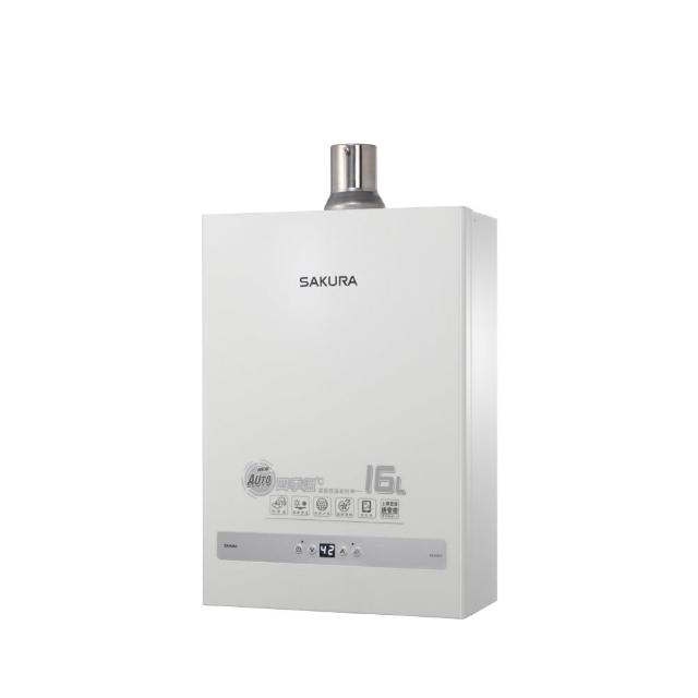 SAKURA櫻花牌 DH-1637 SAKURA櫻花牌 DH-1637FN 瓦斯熱水器,採用FE強制排氣式設計,確保安全高效排氣。具備電子式自動點火與機械控溫功能,提供穩定熱水輸出。能源效率達第二級,尺寸緊湊(345mm x 158mm x 493mm),重量僅14kg,適閤家庭安裝使用。電壓110V,保固1年,BSMI許可依原廠公告。理想的家用瓦斯熱水解決方案,安全可靠、省能環保。